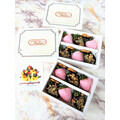 6pcs Pink & Black with Nuts & Pretzels Chocolate Strawberries Gift Box